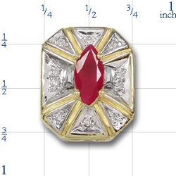 Y1715 14K MARQUISE RUBY & DIAMOND SLIDE 